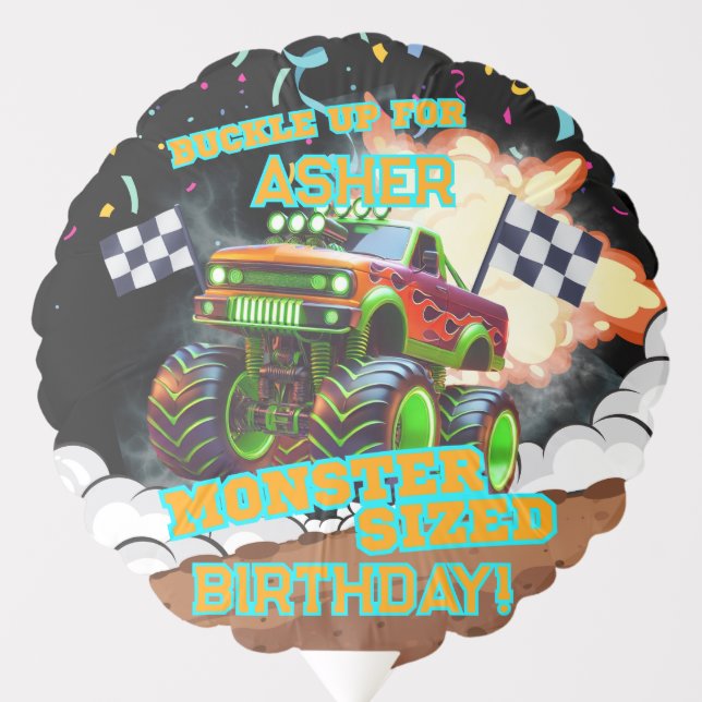 Personalized Green Monster Truck Kids Birthday | Balloon (Front)