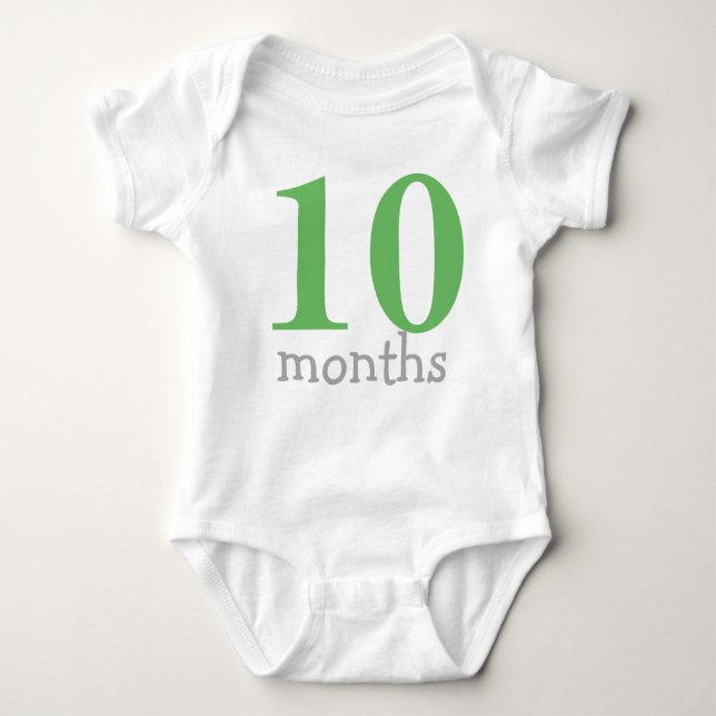 Personalized Green Monthly Baby Baby Bodysuit (Front)