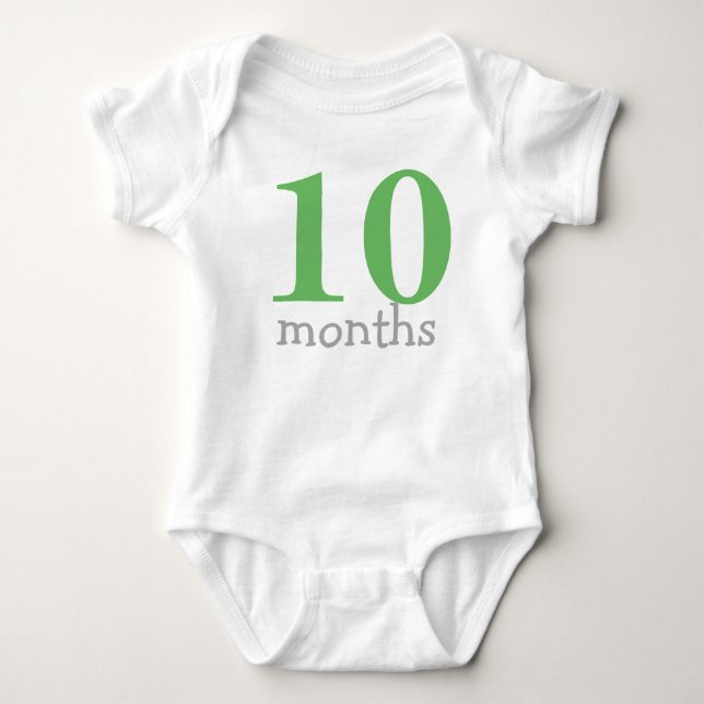 Personalized Green Monthly Baby Bodysuit (Front)