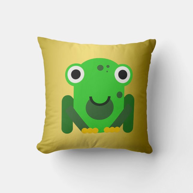 Personalized green Mr. Frog Throw Pillow (Front)