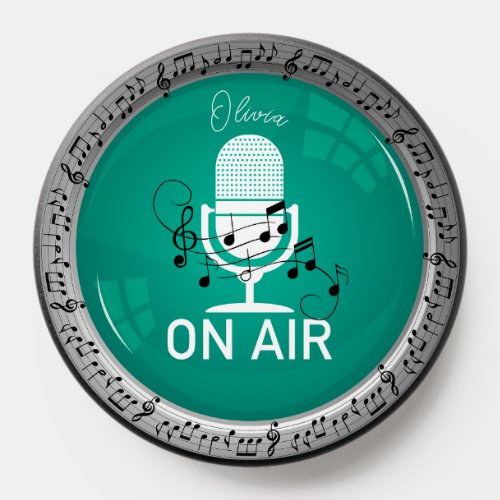 Personalized Green Music On Air Button PopSocket