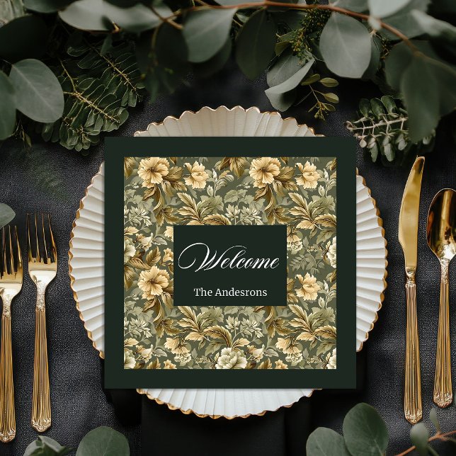 Personalized Green Napkins Elegant Floral Touch (Personalized Green Napkins Elegant Floral Touch)