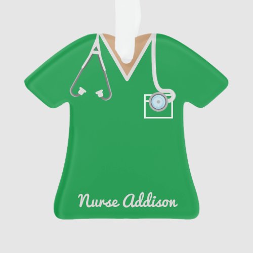 Personalized Green Nurse Scrubs Nursing Gift Ornament
