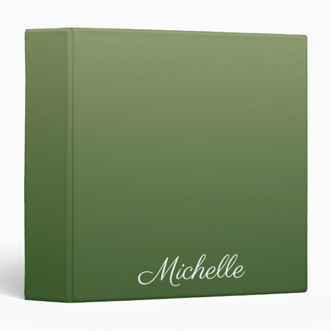 Personalized green ombre 3 ring binder (Front/Spine)