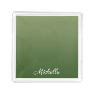 Personalized green ombre acrylic tray