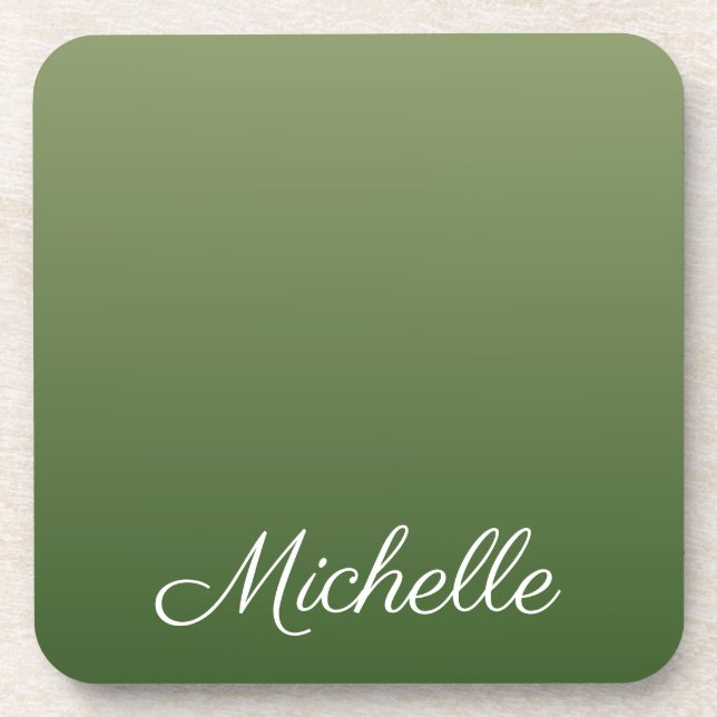 Personalized green ombre beverage coaster (Front)