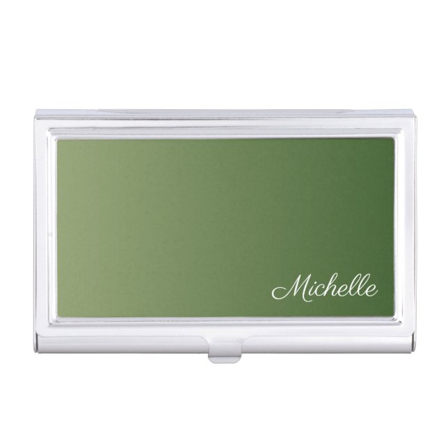 Personalized green ombre business card case (Front)
