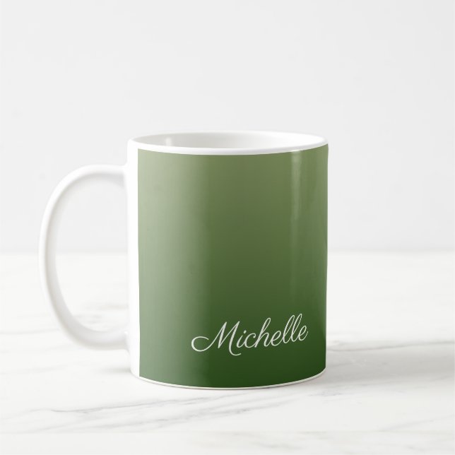 Personalized green ombre coffee mug (Left)