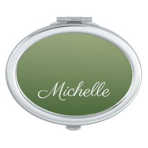 Personalized green ombre compact mirror