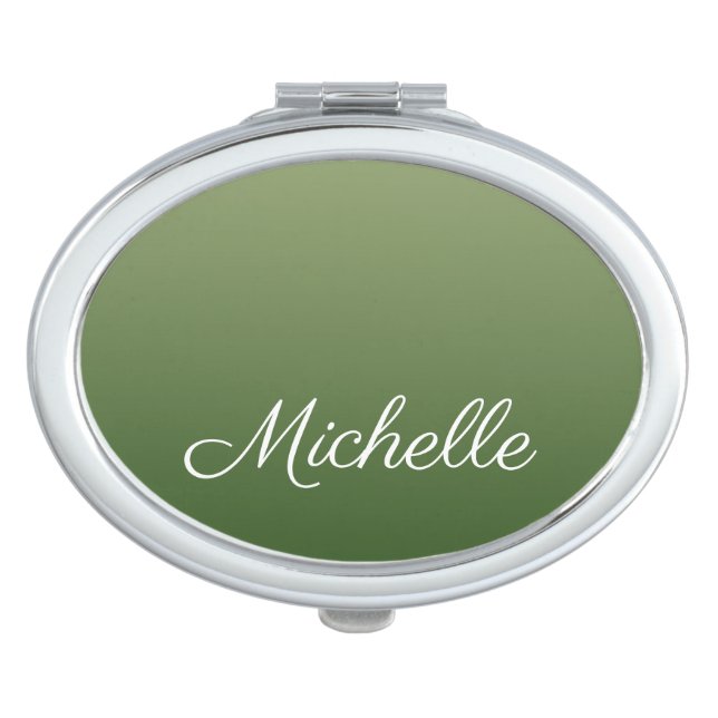 Personalized green ombre compact mirror (Front)