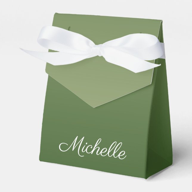 Personalized green ombre favor boxes (Front Side)