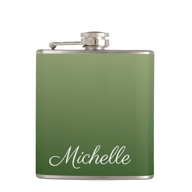 Personalized green ombre flask (Front)