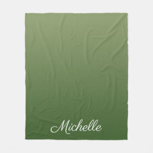 Personalized green ombre fleece blanket