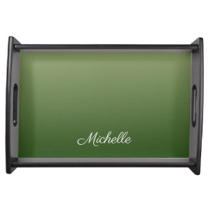 Personalized green ombre serving tray