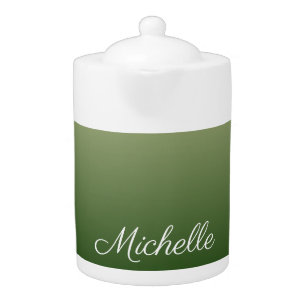 Personalized green ombre teapot