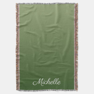 Personalized green ombre throw blanket