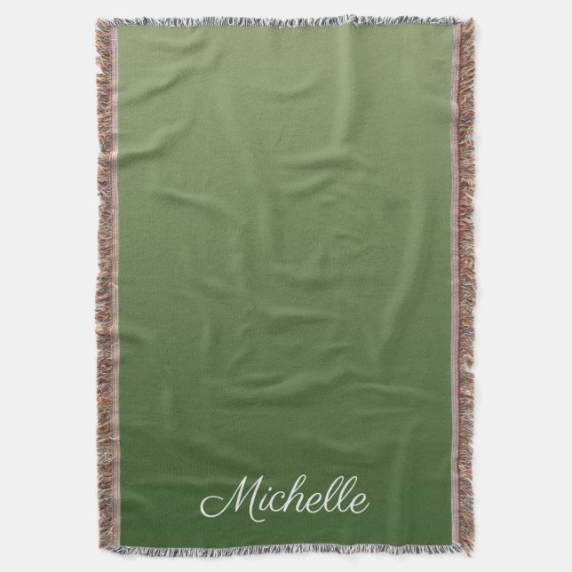 Personalized green ombre throw blanket (Front Vertical)