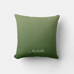 Personalized green ombre throw pillow