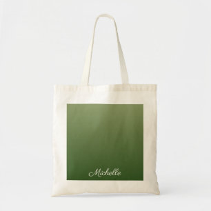 Personalized green ombre tote bag