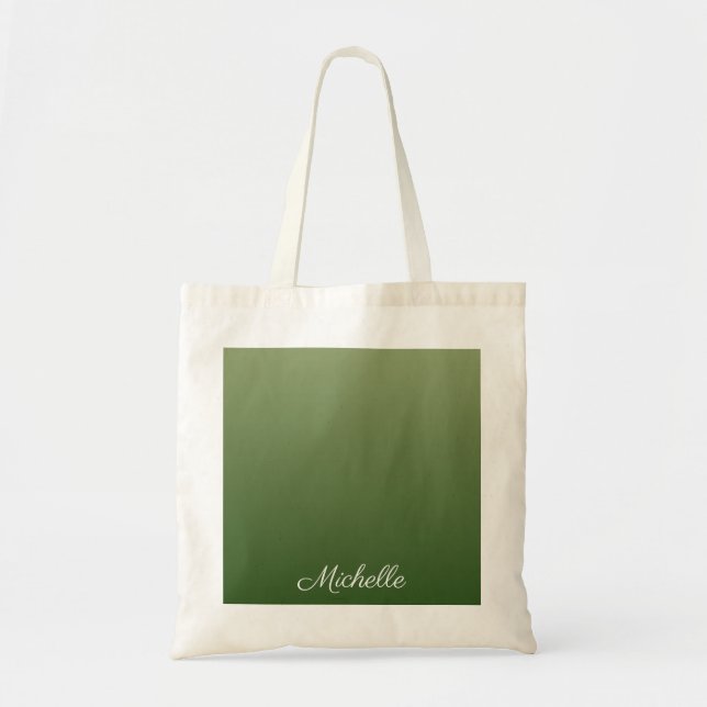 Personalized green ombre tote bag (Front)