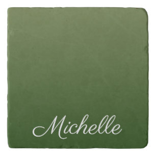 Personalized green ombre trivet