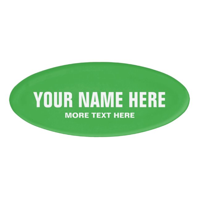 Personalized green oval magnetic name tag template (Front)