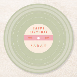 Personalized Green Pastel Birthday Paper Coasters