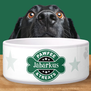 Personalized Green Pawfee & Treats Coffee Shop Bowl
