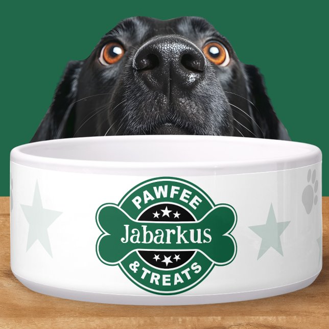 Personalized Green Pawfee & Treats Coffee Shop Bowl (Creator Uploaded)