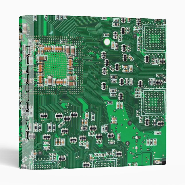 Personalized Green PCB Circuit Board for IT Pros 3 Ring Binder (Front/Spine)