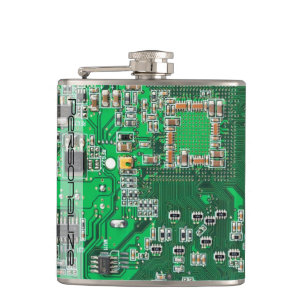 Personalized Green PCB Circuit Board for IT Pros Flask