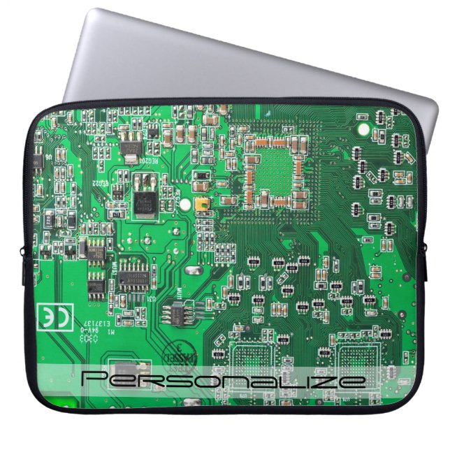 Personalized Green PCB Circuit Board for IT Pros Laptop Sleeve (Front)