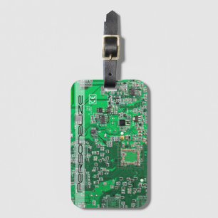 Personalized Green PCB Circuit Board for IT Pros Luggage Tag