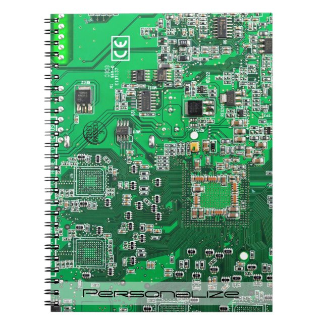 Personalized Green PCB Circuit Board for IT Pros Notebook (Front)