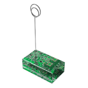 Personalized Green PCB Circuit Board for IT Pros Place Card Holder