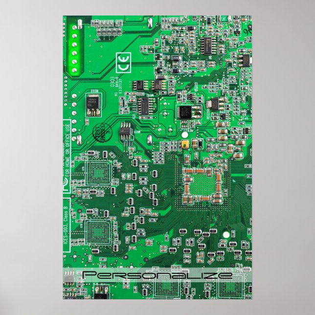 Personalized Green PCB Circuit Board for IT Pros Poster (Front)