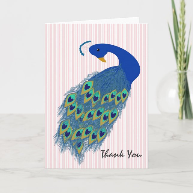 Personalized Green Peacock Design Greeting Card (Front)