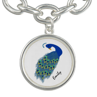 Personalized Green Peacock Designs Bracelet