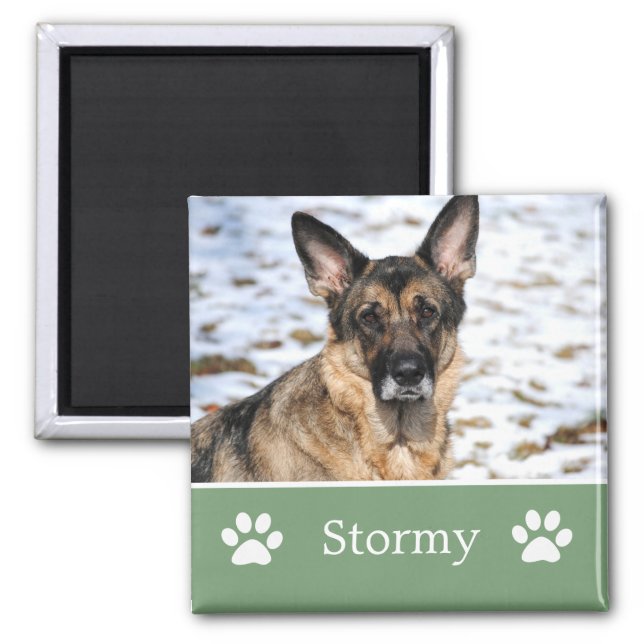 Personalized  Green Pet Photo Magnet (Front)