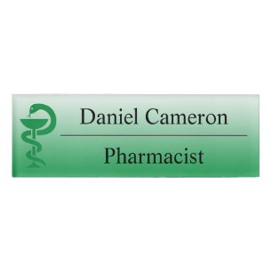 Personalized Green Pharmacist Name Tag