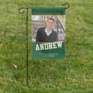 Personalized Green Photo Graduation Garden Flag