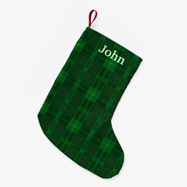 Personalized Green Plaid Christmas Stocking (Front (Hanging))