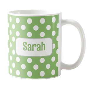 Personalized Green Polka Dot Mug