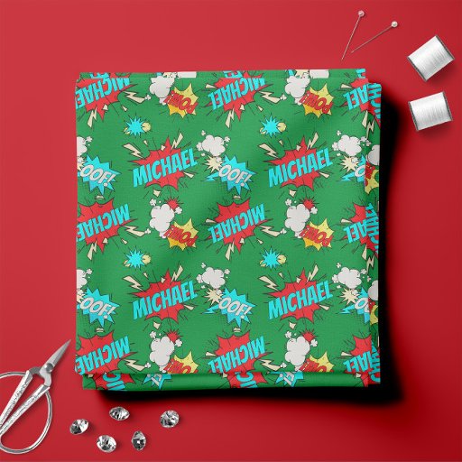Personalized Green 💥 Pop Art Comic Book OOF! POW! Fabric