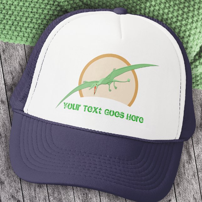 Personalized Green Pterodactyl Flying Dinosaur 3 Trucker Hat (Creator Uploaded)