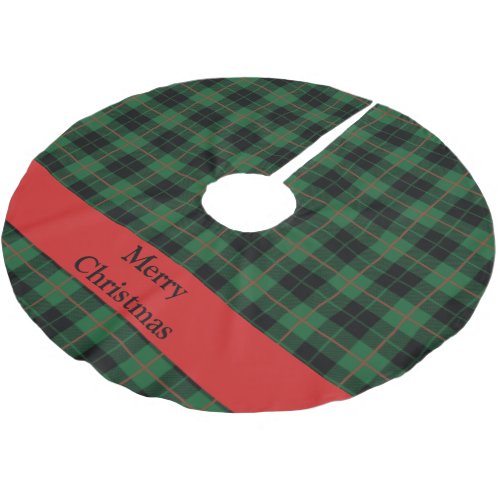 Personalized Green Red Black Plaid Tartan  Brushed Polyester Tree Skirt