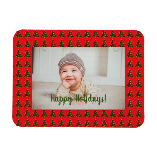 Personalized Green-Red Christmas Tree Magnet
