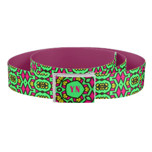 Personalized Green Red Geometric design Belt