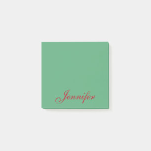 Personalized Green Red Script Name Post-it Notes