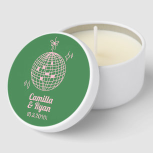 Personalized Green Retro Disco Wedding Candles